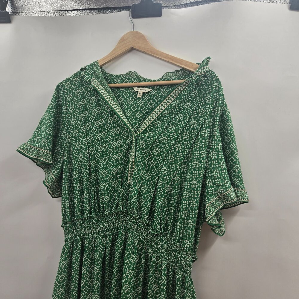 Max Studio Green Ruffled Tiered Maxi Dress 2x - Picture 3 of 15